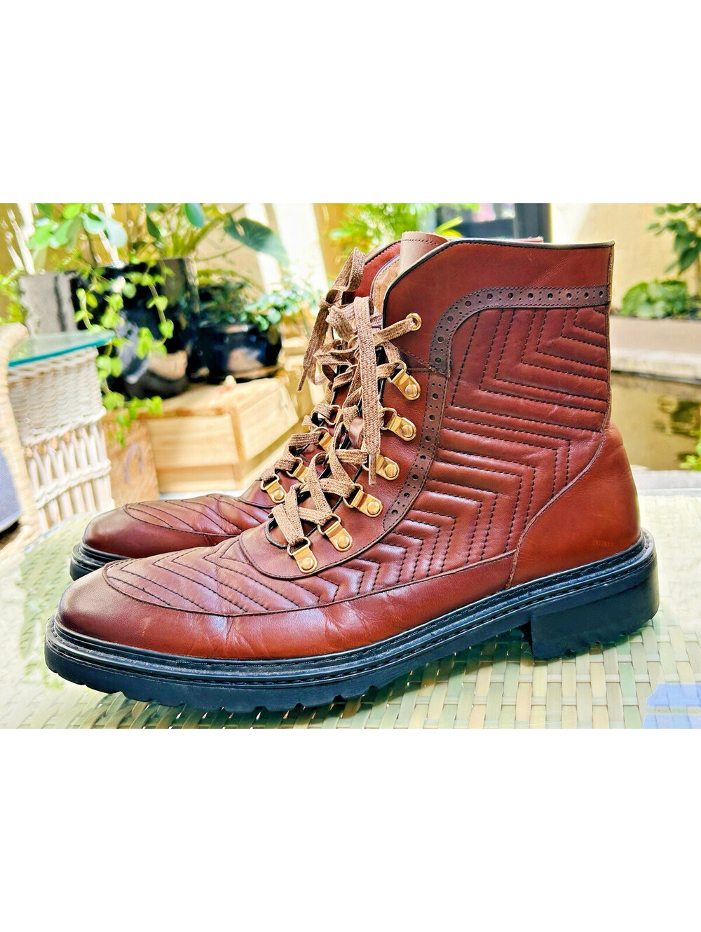 $200 NEW MARC NOLAN Bond Combat Boots Leather Cognac Brown Size 13